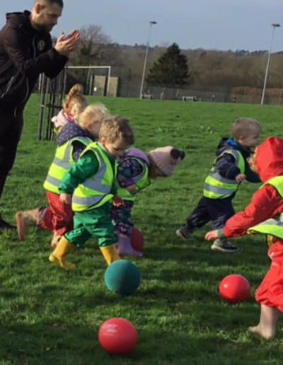 Little Birches Nursery and Preschool Brenchley outdoor play and PE football